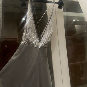 Emporio Armani Gray Hand-Embriodered Sequin Dress